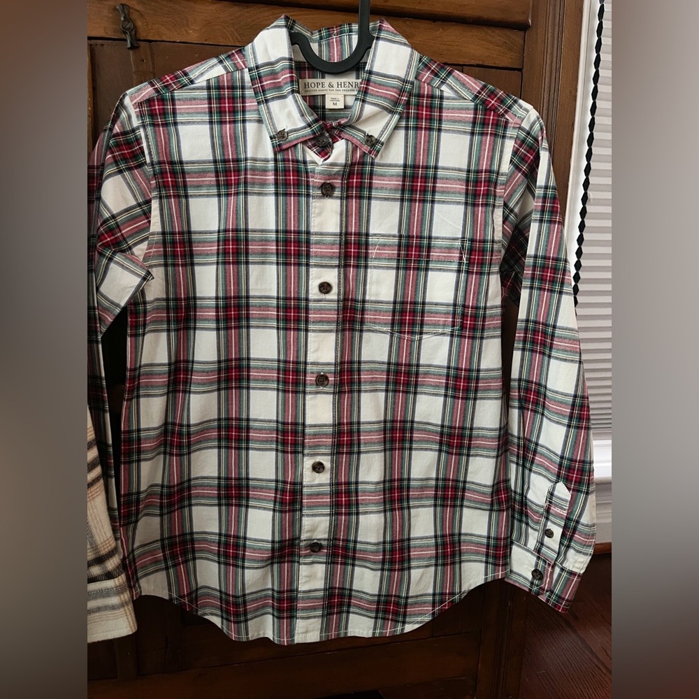 Hope & Henry Size Medium Plaid Button Down Shirt